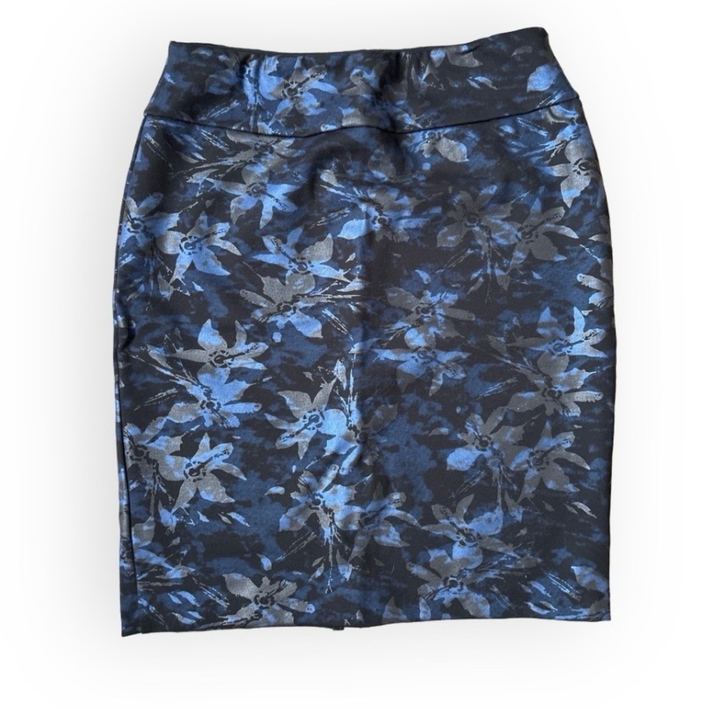 Carmen Marc Valvo Floral Pull On Pencil Skirt Size M Whimsygoth Dark Academia